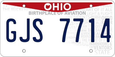 OH license plate GJS7714