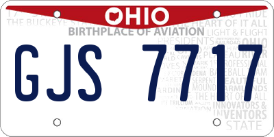OH license plate GJS7717
