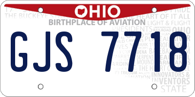 OH license plate GJS7718
