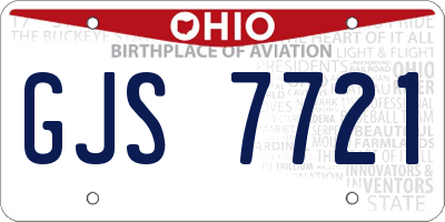 OH license plate GJS7721