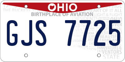 OH license plate GJS7725