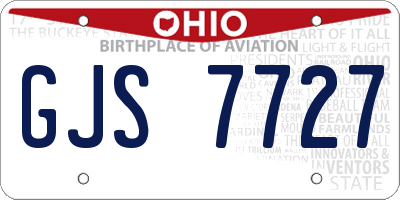 OH license plate GJS7727