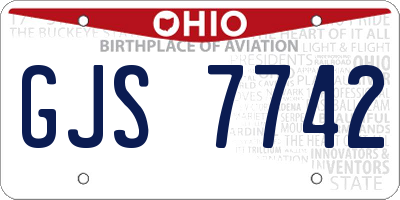OH license plate GJS7742