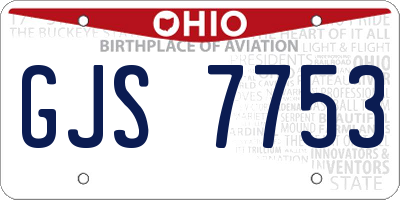 OH license plate GJS7753