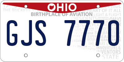OH license plate GJS7770
