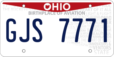 OH license plate GJS7771