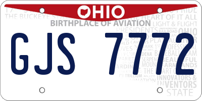 OH license plate GJS7772