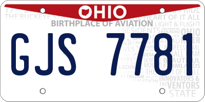 OH license plate GJS7781