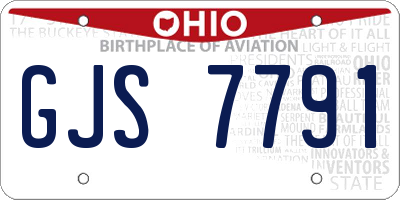 OH license plate GJS7791