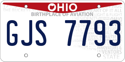 OH license plate GJS7793