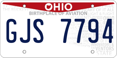 OH license plate GJS7794