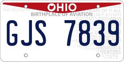 OH license plate GJS7839
