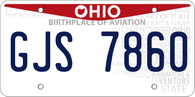 OH license plate GJS7860