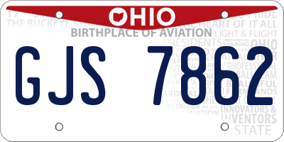 OH license plate GJS7862