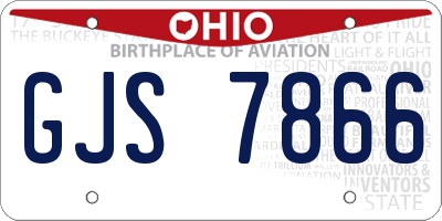 OH license plate GJS7866