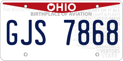 OH license plate GJS7868