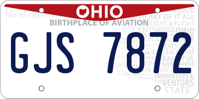 OH license plate GJS7872