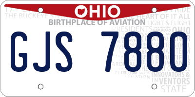 OH license plate GJS7880