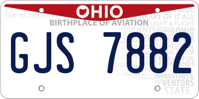 OH license plate GJS7882