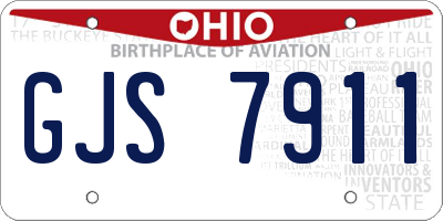 OH license plate GJS7911