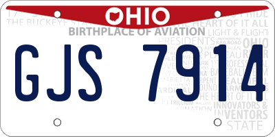 OH license plate GJS7914
