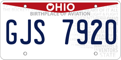 OH license plate GJS7920