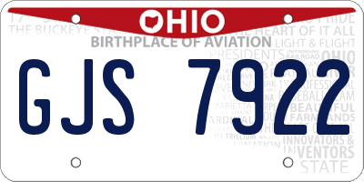 OH license plate GJS7922