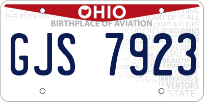 OH license plate GJS7923
