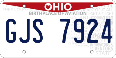 OH license plate GJS7924