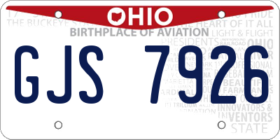 OH license plate GJS7926