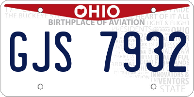 OH license plate GJS7932