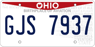 OH license plate GJS7937