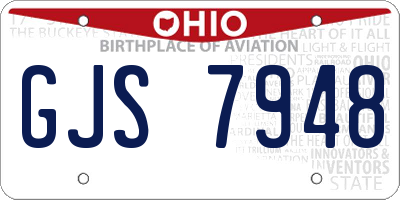OH license plate GJS7948