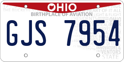 OH license plate GJS7954