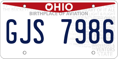 OH license plate GJS7986