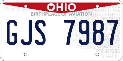OH license plate GJS7987