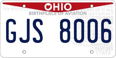 OH license plate GJS8006