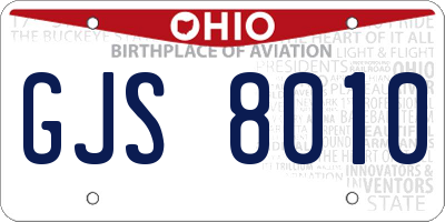 OH license plate GJS8010