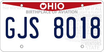 OH license plate GJS8018