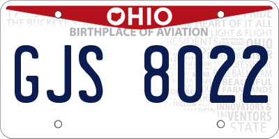 OH license plate GJS8022