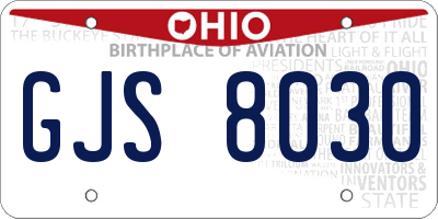 OH license plate GJS8030