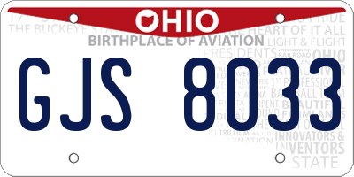 OH license plate GJS8033