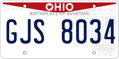 OH license plate GJS8034