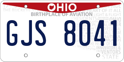 OH license plate GJS8041