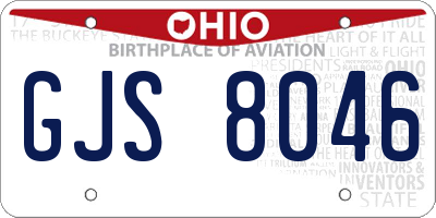 OH license plate GJS8046