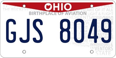 OH license plate GJS8049