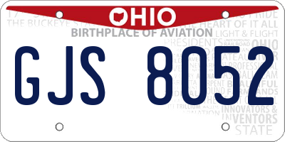 OH license plate GJS8052