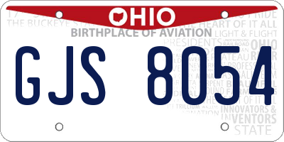 OH license plate GJS8054
