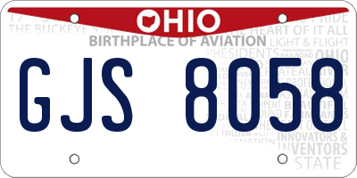 OH license plate GJS8058
