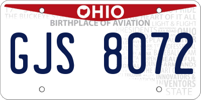 OH license plate GJS8072